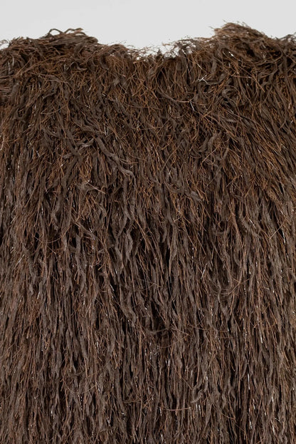 къса парти рокля с ресни в кафяво - Disco Cocoa-рокли-6Sense