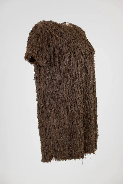 къса парти рокля с ресни в кафяво - Disco Cocoa-рокли-6Sense