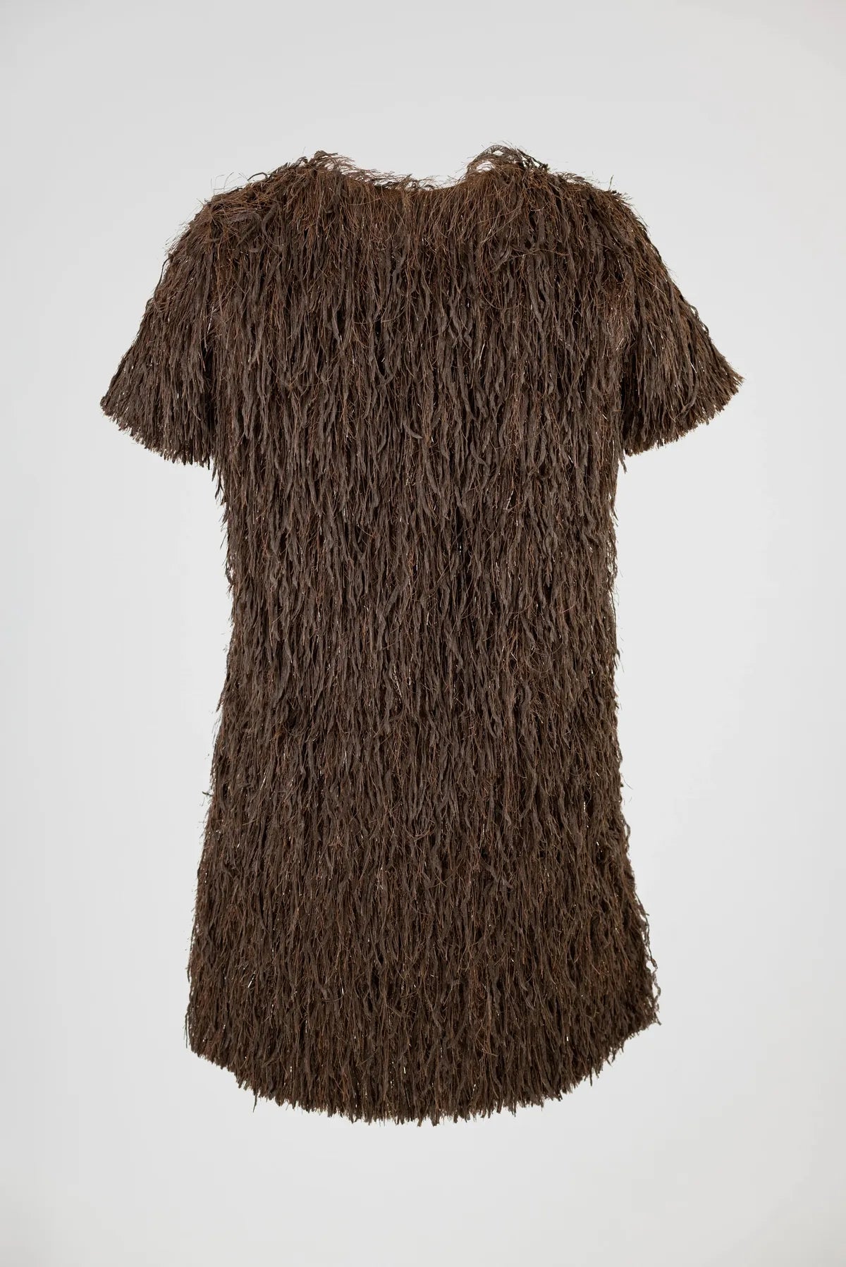 къса парти рокля с ресни в кафяво - Disco Cocoa-рокли-6Sense