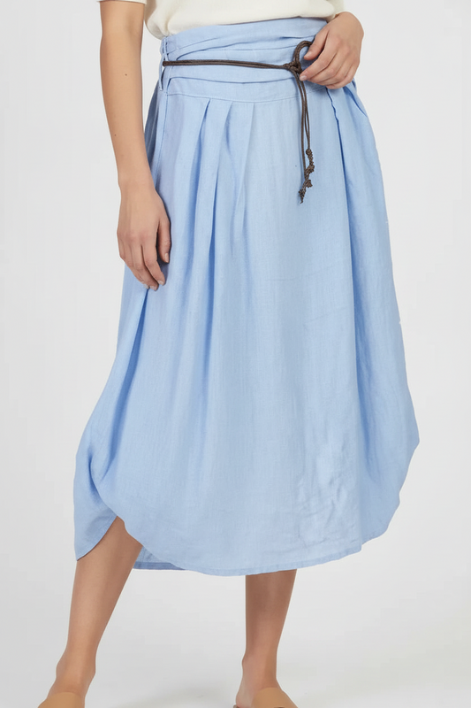 Ленена пола с регулируема форма в светлосиньо – Sky Linen Flow