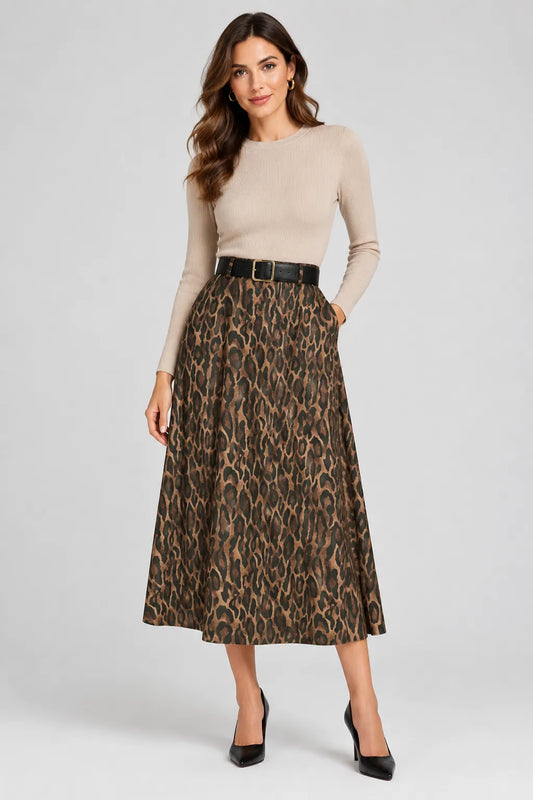 Леопардова пола с колан - Savanna Leopard-Поли-6Sense