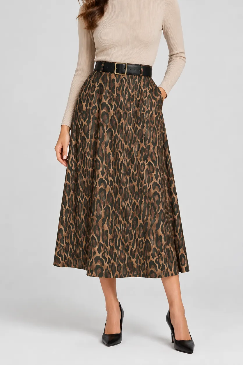 Леопардова пола с колан - Savanna Leopard-Поли-6Sense