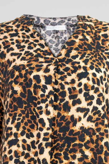 Леопардова рокля от вискоза с свободна кройка - Wild Amber-рокли-6Sense