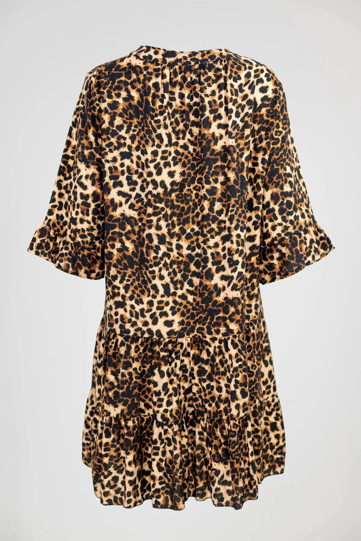 Леопардова рокля от вискоза с свободна кройка - Wild Amber-рокли-6Sense