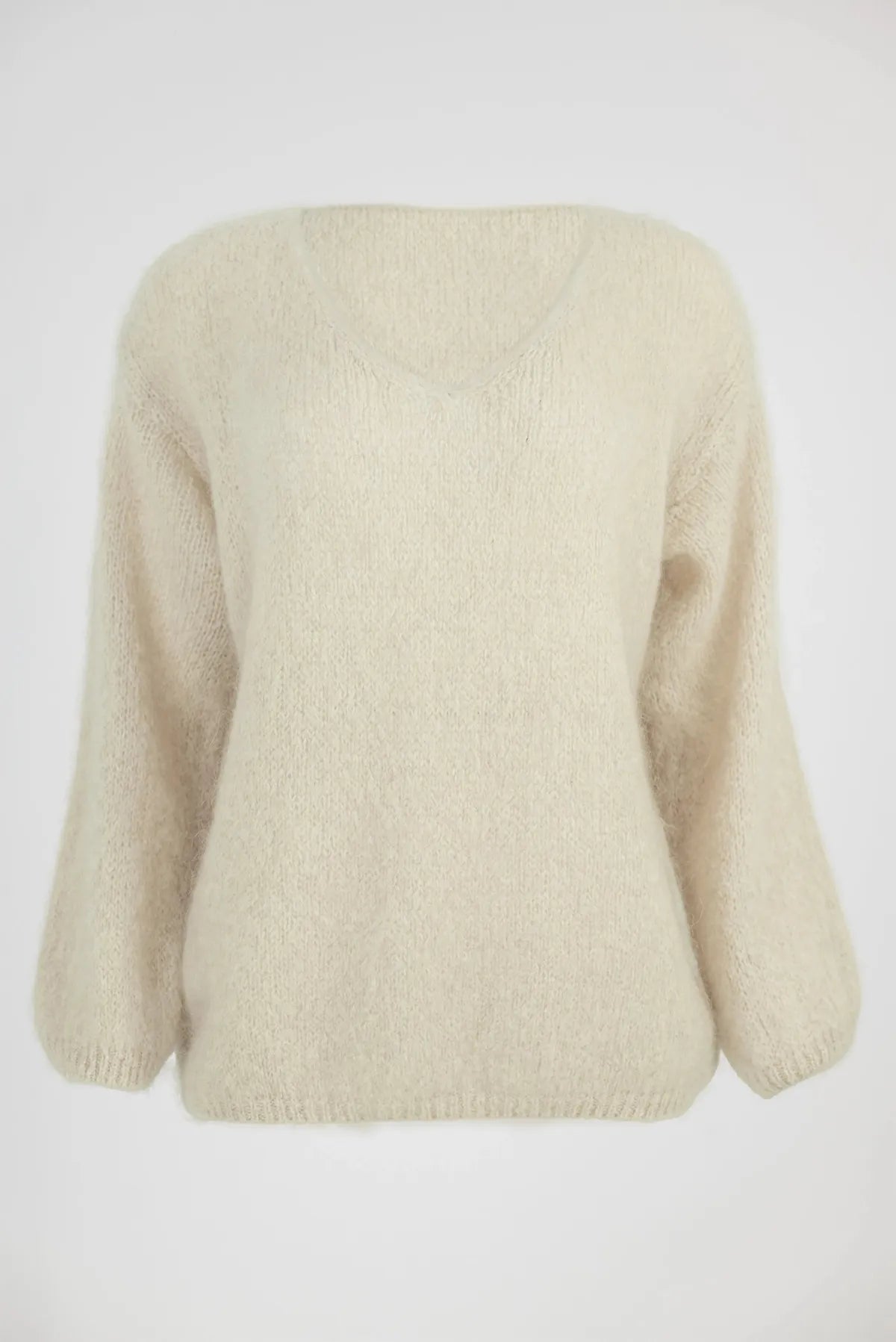 Мохер пуловер - екрю - Beige Mohair-6Sense