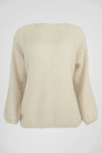 Мохер пуловер - екрю - Beige Mohair-6Sense