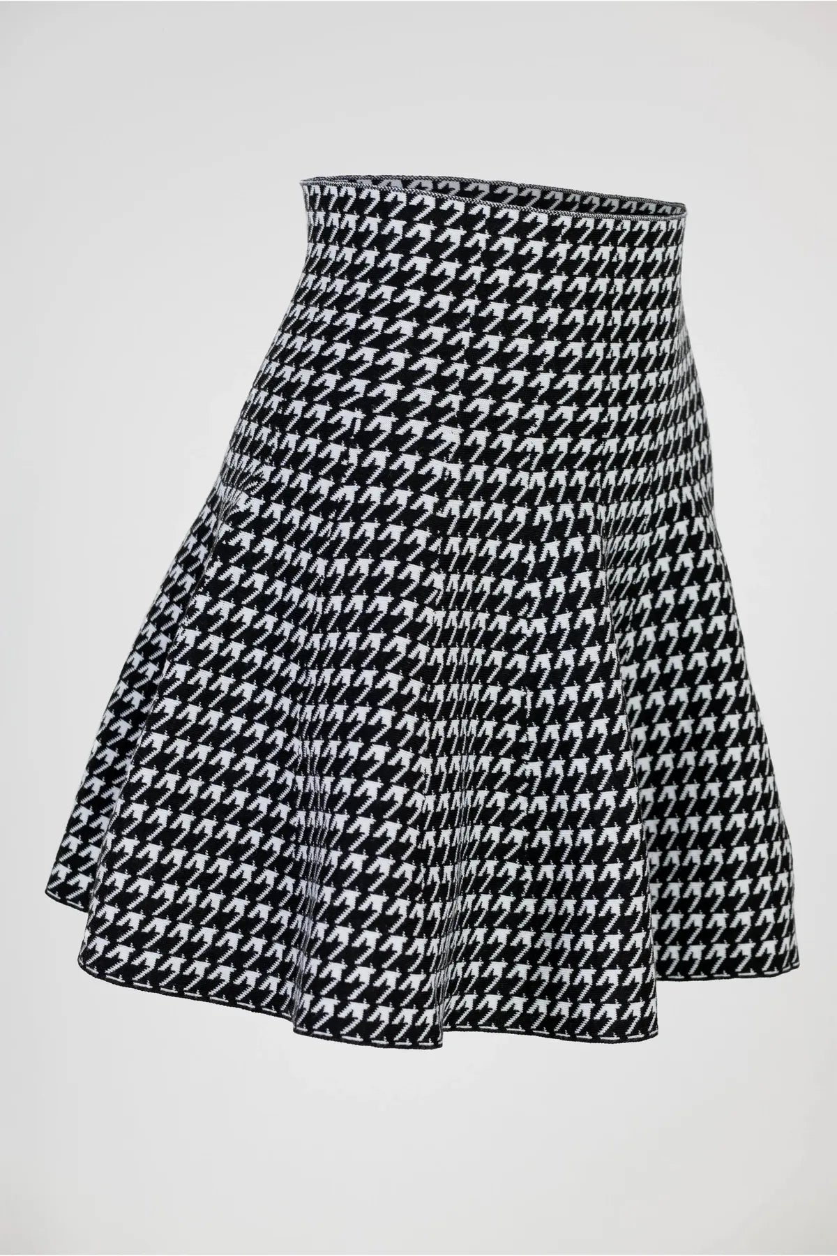Пепитена къса пола с висока талия в черно-бяло - Charmy-6Sense