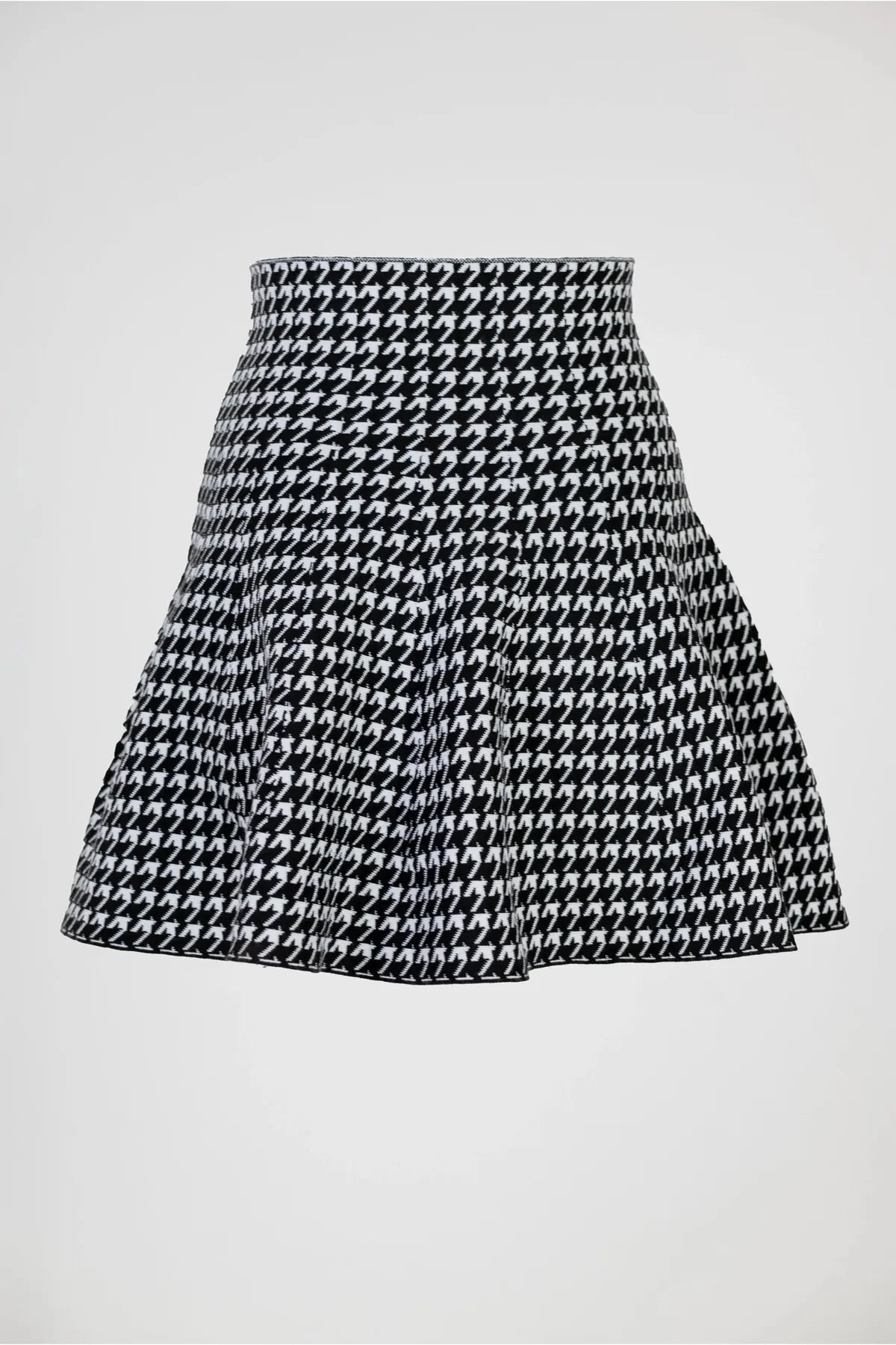 Пепитена къса пола с висока талия в черно-бяло - Charmy-Поли-6Sense