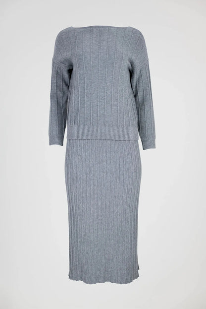 Плетен рипсен сет - пуловер с пола - Shady Rib-комплекти-6Sense