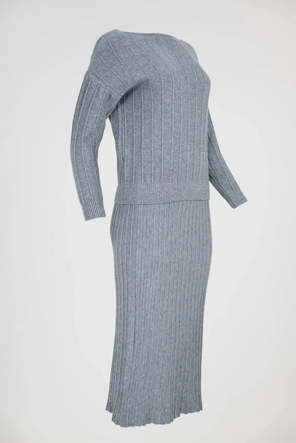 Плетен рипсен сет - пуловер с пола - Shady Rib-комплекти-6Sense