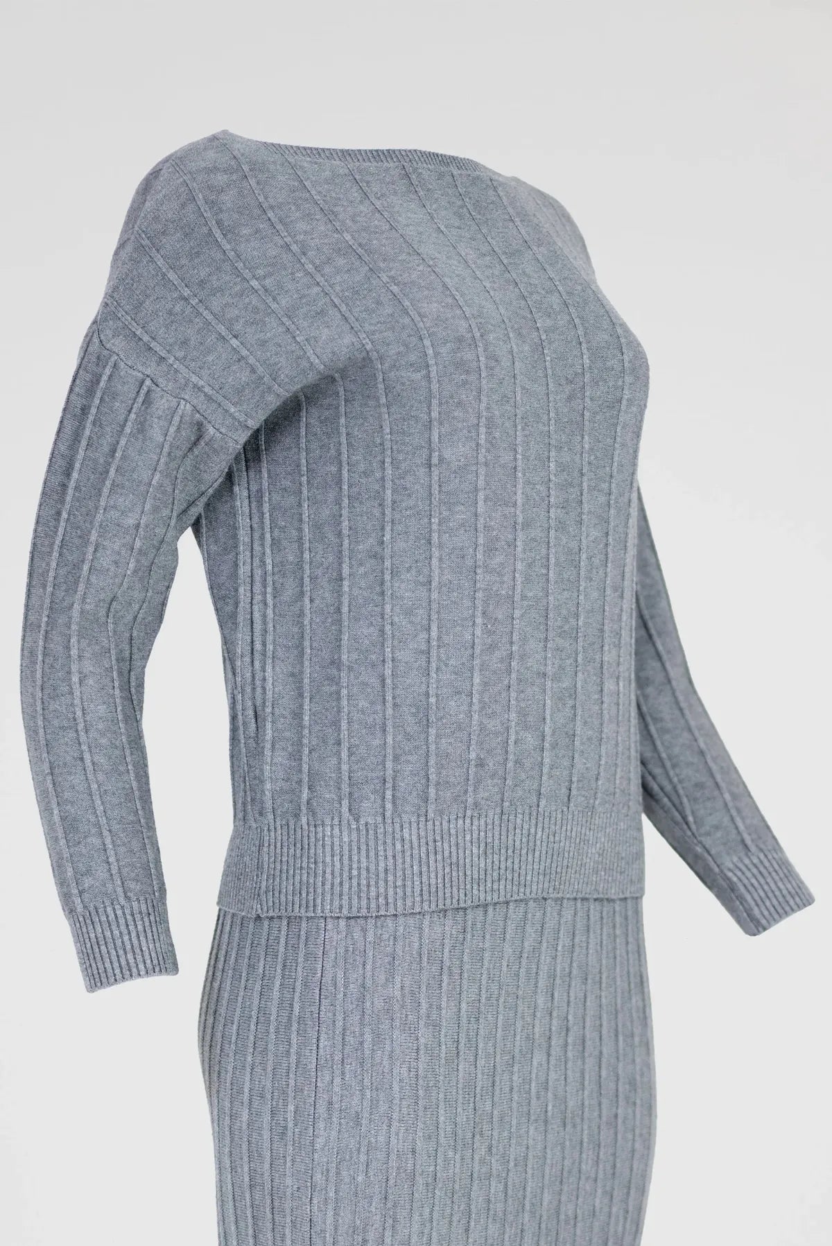 Плетен рипсен сет - пуловер с пола - Shady Rib-комплекти-6Sense