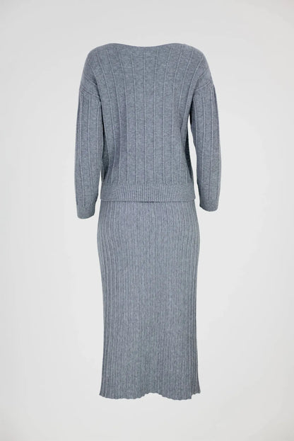 Плетен рипсен сет - пуловер с пола - Shady Rib-комплекти-6Sense