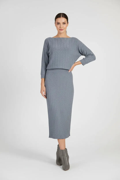 Плетен рипсен сет - пуловер с пола - Shady Rib-комплекти-6Sense