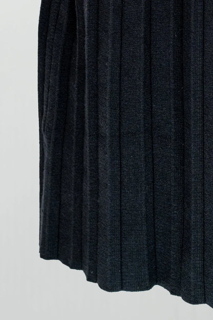 Плетена плисирана пола с колан - Noir Pleat-Поли-6Sense