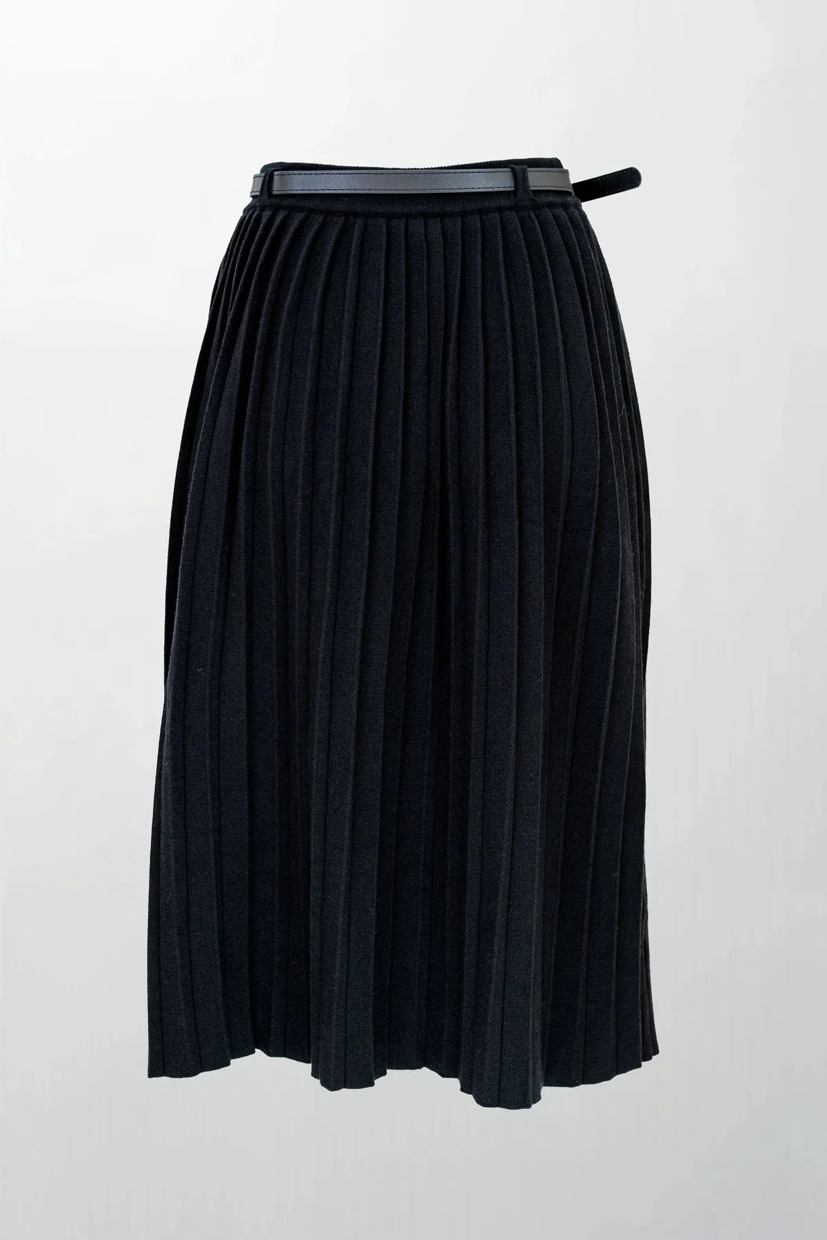 Плетена плисирана пола с колан - Noir Pleat-Поли-6Sense