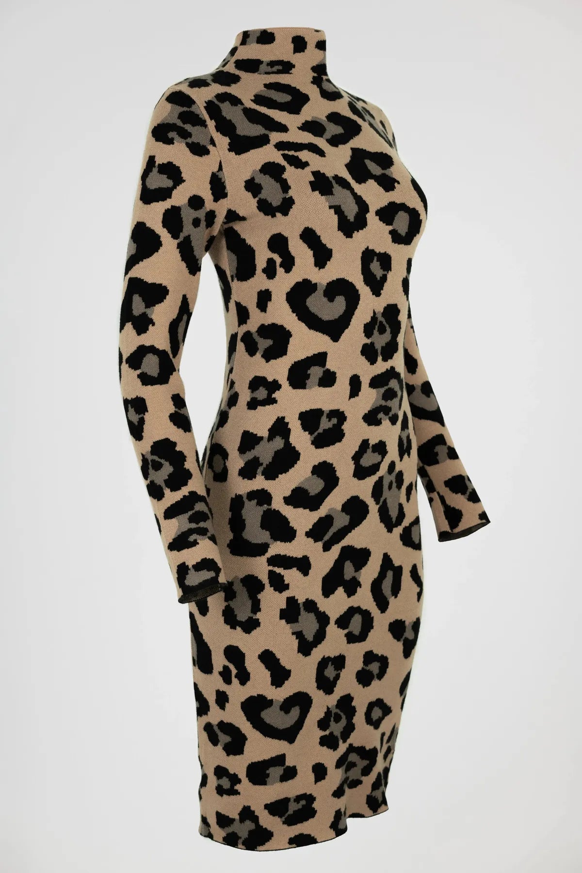 Плетена рокля с леопардов принт - Leopard Knit –-рокли-6Sense