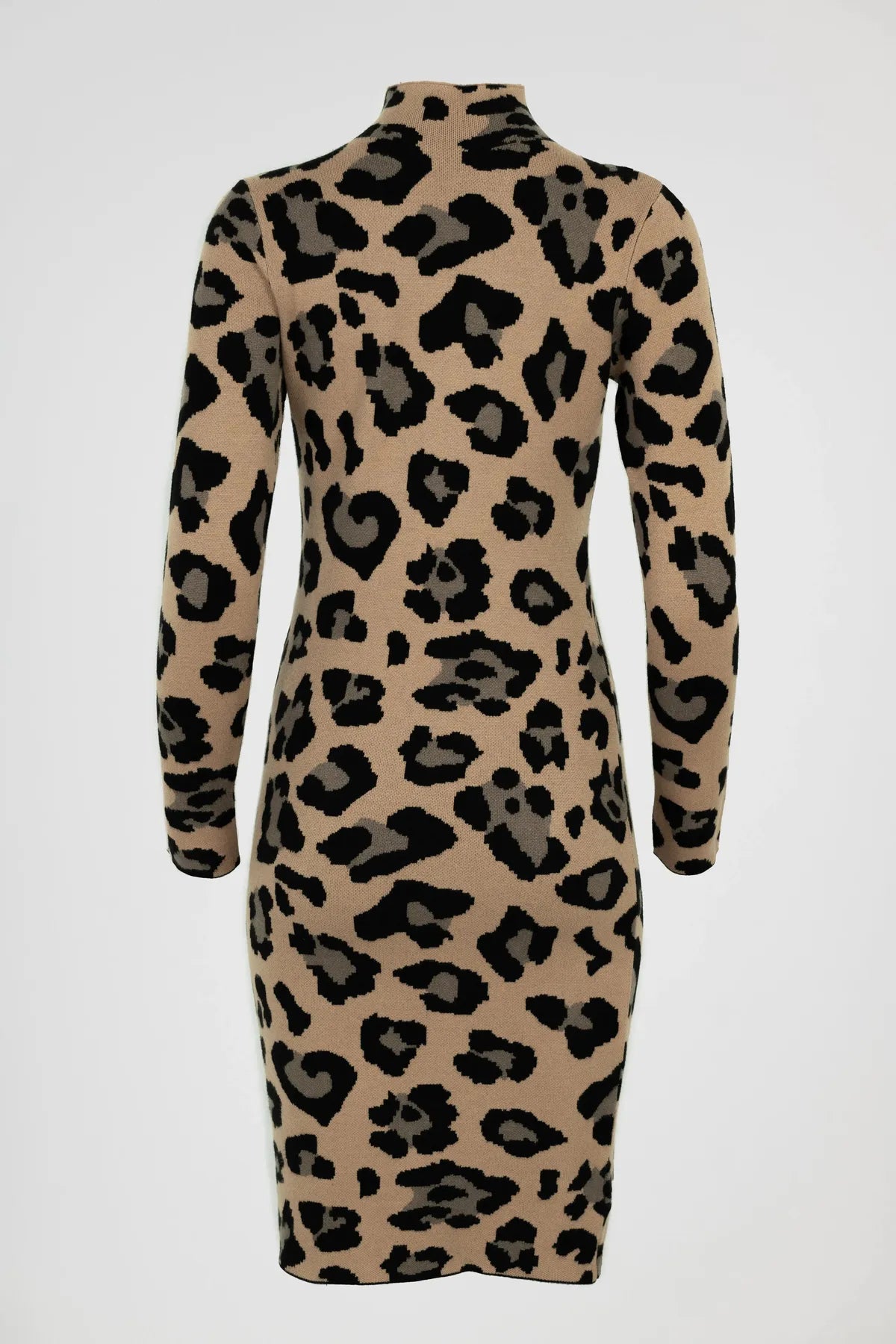 Плетена рокля с леопардов принт - Leopard Knit –-рокли-6Sense