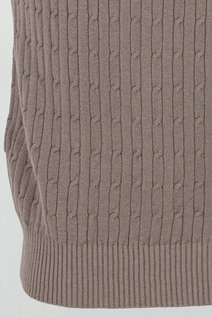 Плетена рокля с полу-поло яка - Cappuccino Cable-рокли-6Sense