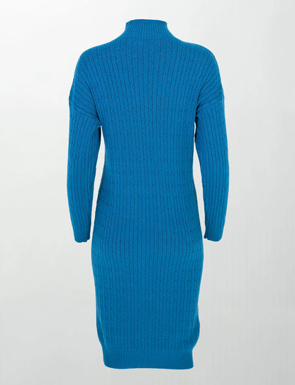 Плетена рокля с полу-поло яка - Serina-рокли-6Sense