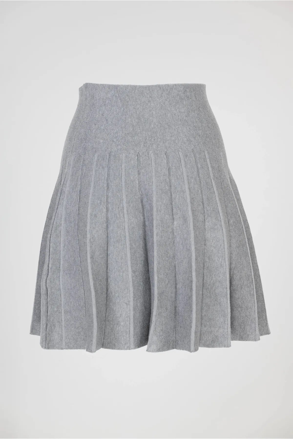 Сива плисирана пола с декоративни златни копчета - Soft Pleats-Поли-6Sense