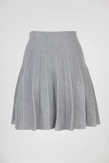 Сива плисирана пола с декоративни златни копчета - Soft Pleats-Поли-6Sense