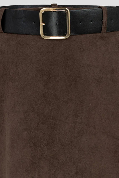 Пола с мек велурен ефект в цвят какао – Forest Moss-Поли-6Sense