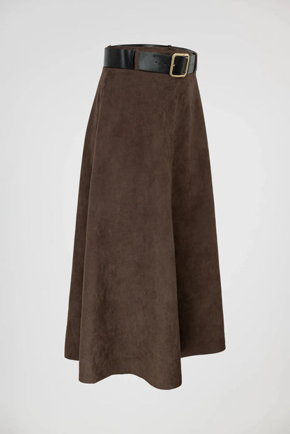 Пола с мек велурен ефект в цвят какао – Forest Moss-Поли-6Sense