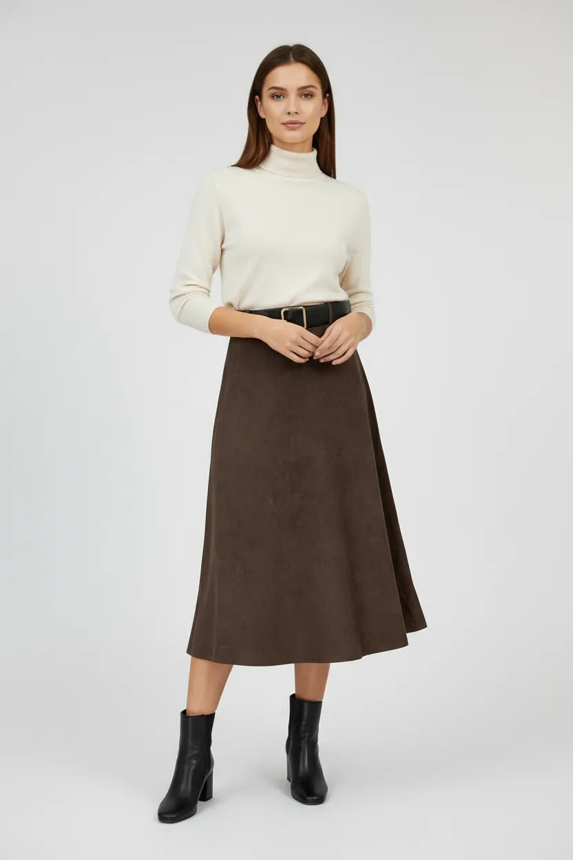 Пола с мек велурен ефект в цвят какао – Forest Moss-Поли-6Sense