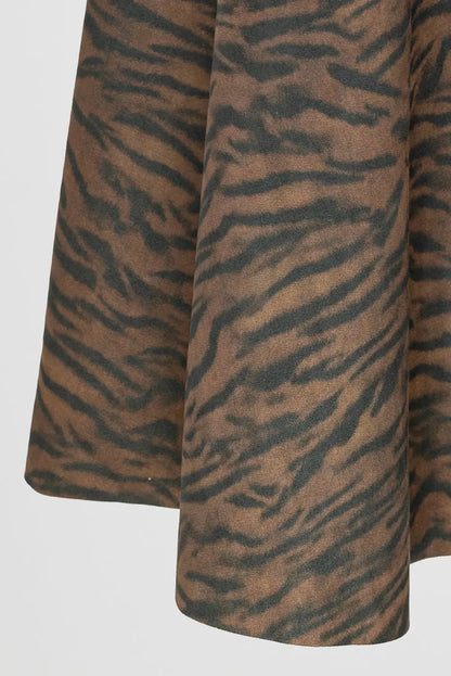 Дамска миди пола с тигров принт – Tiger Brown-Поли-6Sense
