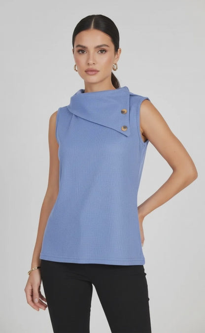 Дамски топ без ръкави с асиметрична яка - Soft Edge