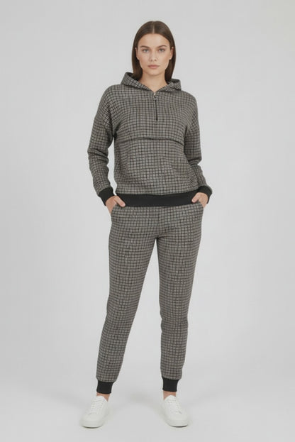 Дамски комплект Grid Comfort – горнище с качулка и панталон