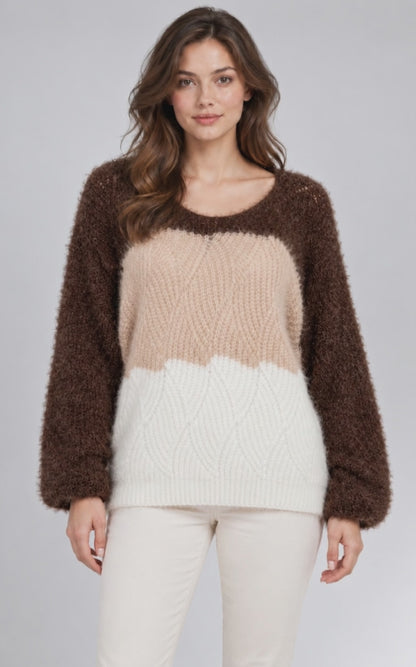 Дамски мохер пуловер трицветен – Tricolor Mohair