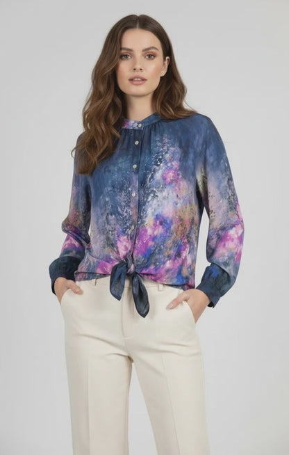 Дамска копринена риза - Nebula Ink