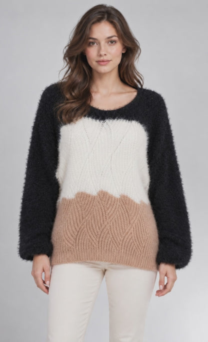 Дамски мохер пуловер трицветен – Tricolor Mohair