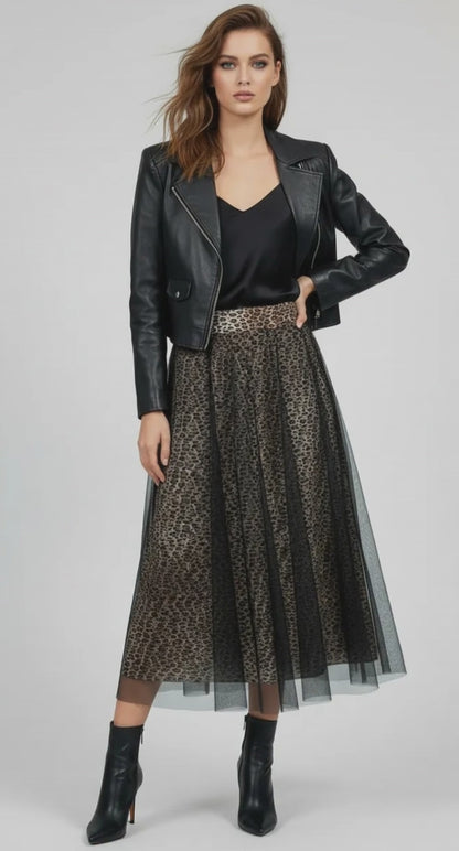 Тюлена пола с леопардов принт - Wild Leopard Tulle