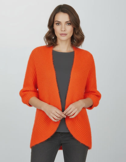 Дамска пухкава жилетка в ярко оранжево - Neon Cozy