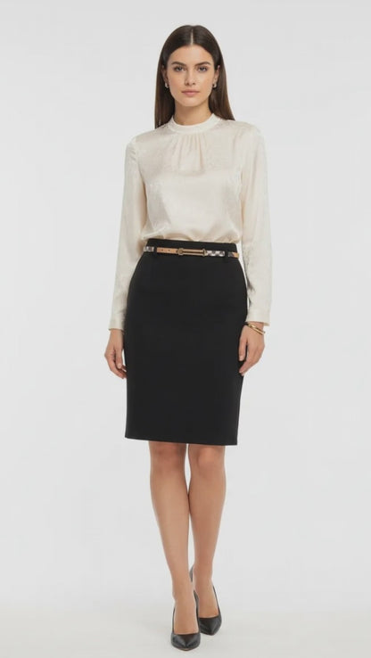 Елегантна дамска пола тип молив с колан - Moon