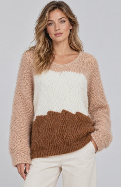 Дамски мохер пуловер трицветен – Tricolor Mohair