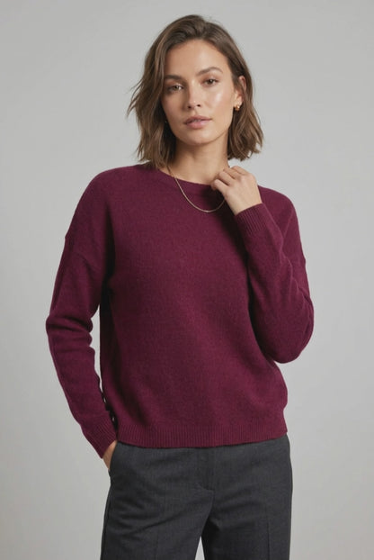 Дамски пуловер от 100% мериносова вълна – Merino Burgundy