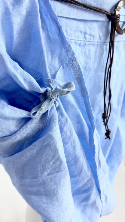 Ленена пола с регулируема форма в светлосиньо – Sky Linen Flow