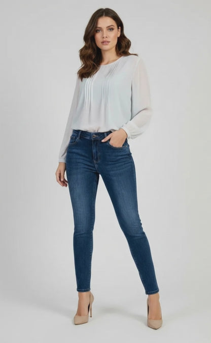 Дамски класически сини еластични дънки – Classic Blue Denim