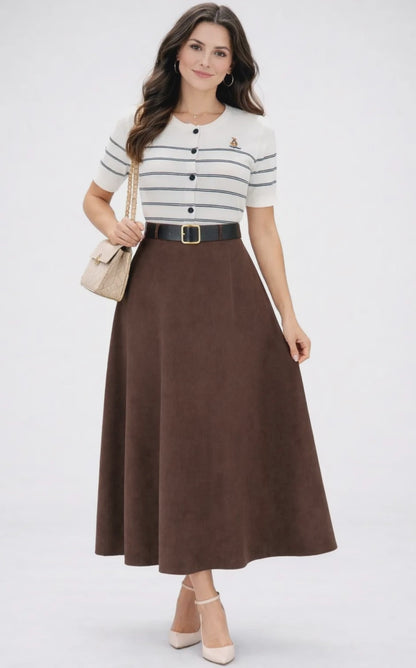 Дамска готова визия от 2 части – Cocoa Stripe Set