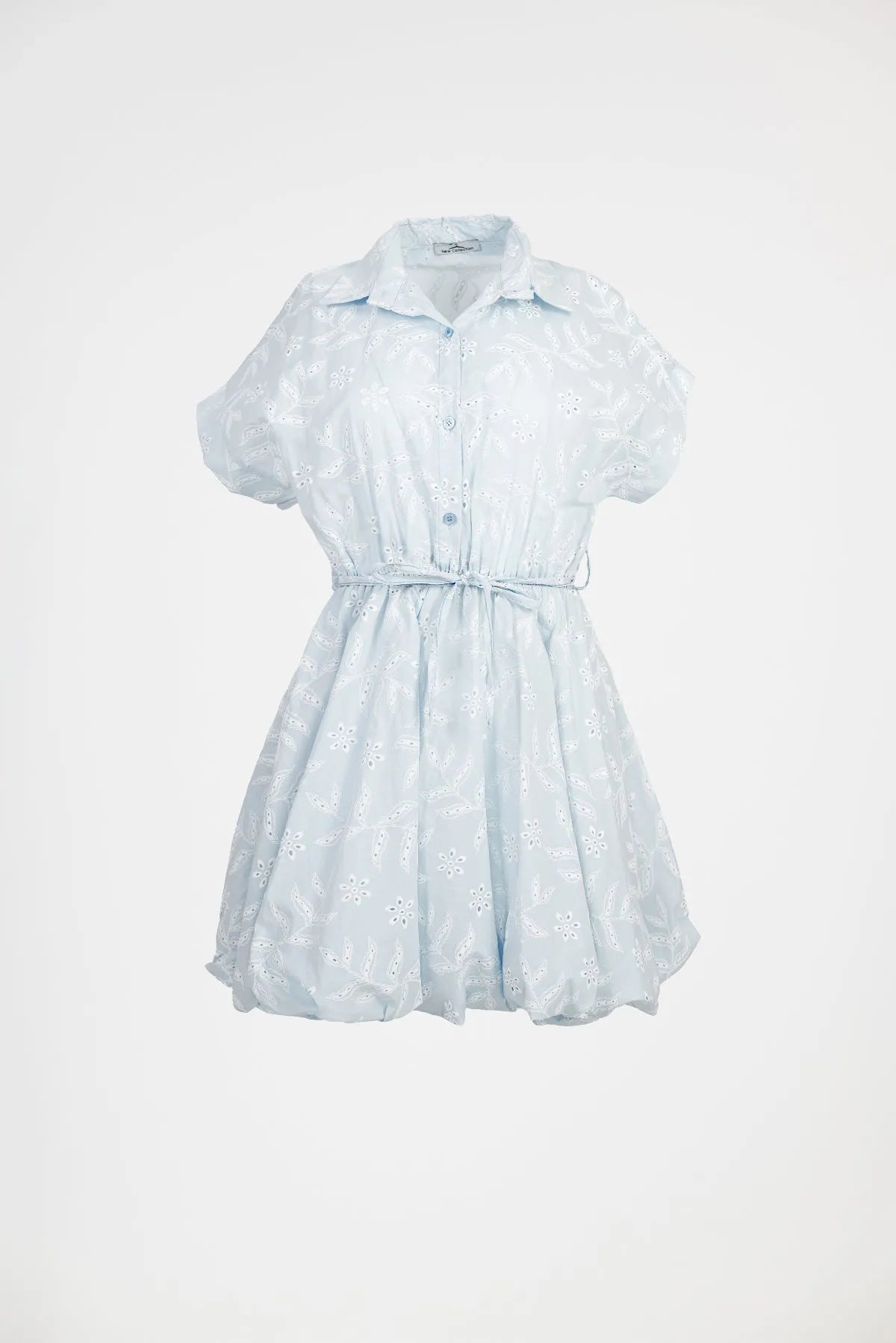 Рокля балон с рязана бродерия и колан – Sky Lace-рокли-6Sense