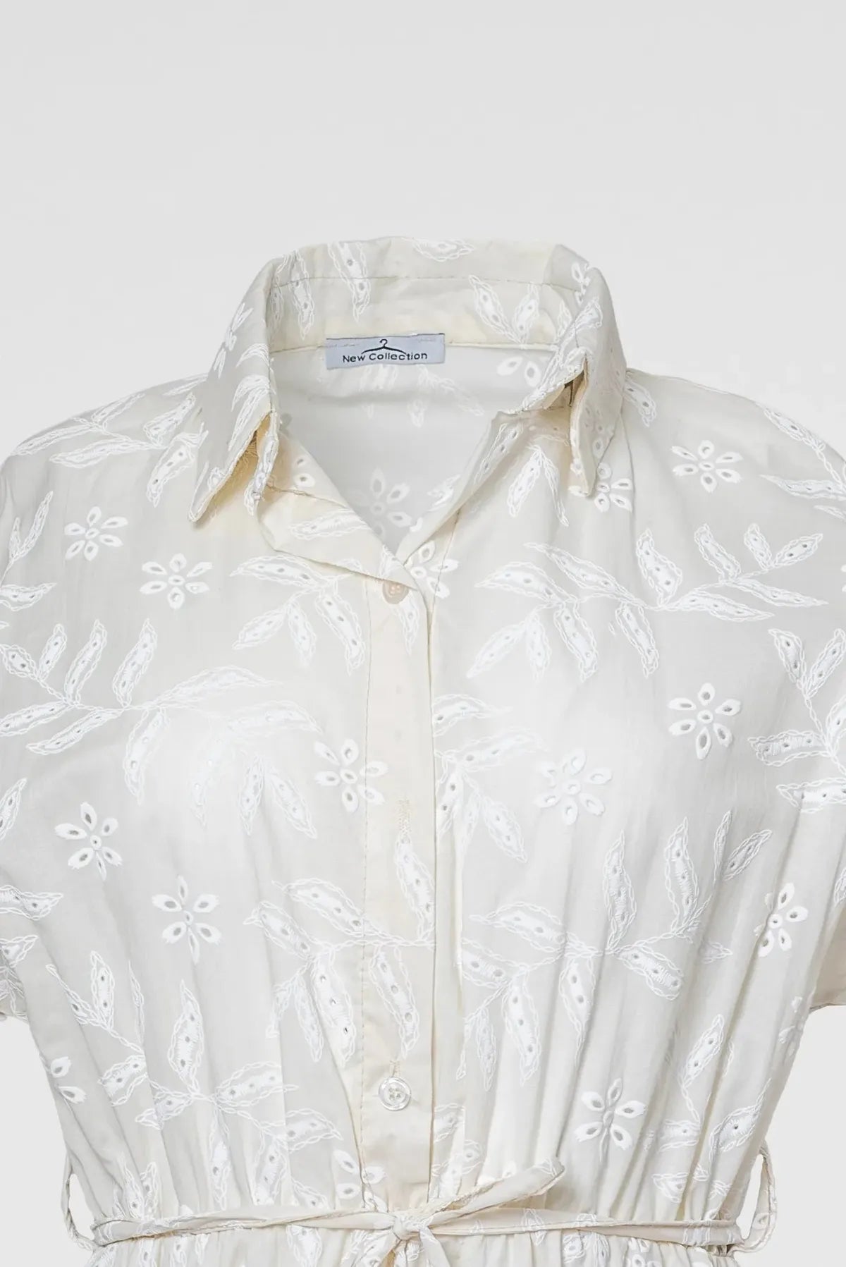 Рокля балон с рязана бродерия в екрю с колан – Ivory Lace-рокли-6Sense