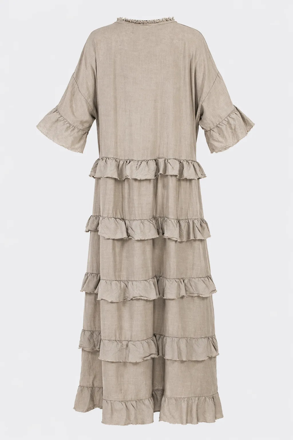 Рокля с волани от лен и памук Plus size – Ruffle Nomad-рокли-6Sense