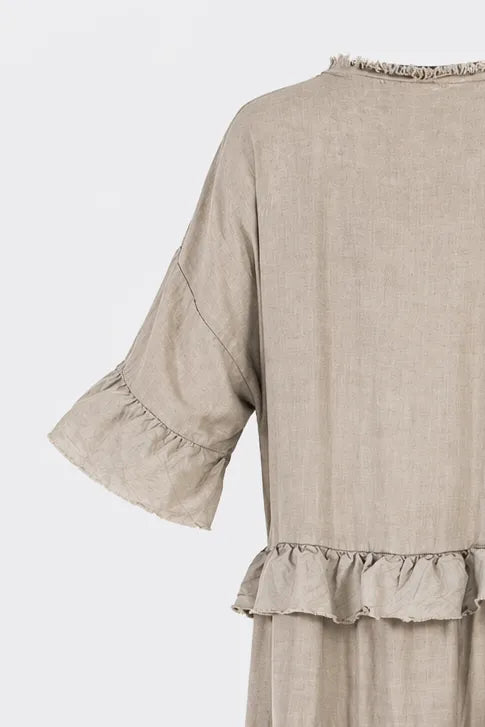 Рокля с волани от лен и памук Plus size – Ruffle Nomad-рокли-6Sense