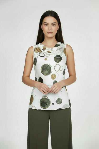 Сатенен потник с гръцко деколте на точки – Olive Circles