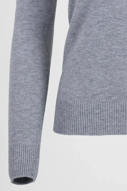 Сива блуза от фино плетиво с полу-поло - Soft Mock-блузи-6Sense