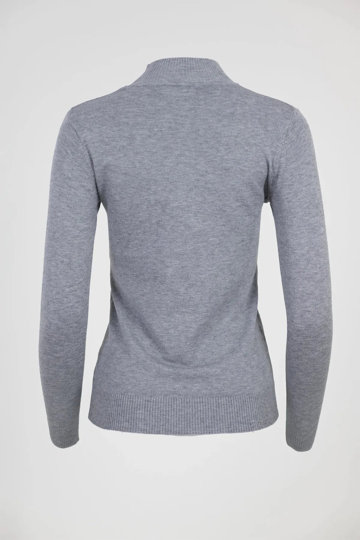 Сива блуза от фино плетиво с полу-поло - Soft Mock-блузи-6Sense