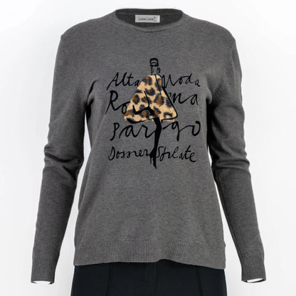 Сива плетена блуза с леопардов акцент - Sage Aura-блузи-6Sense